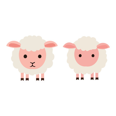 Cute sheep vector illustration. Cute cartoon farm animal character.のイラスト素材