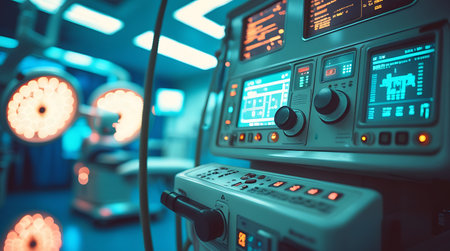 Medical equipment in operating room at hospital. Medicine and healthcare concept.の素材