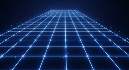 3d rendering of abstract background with grid. Futuristic technology style.の素材