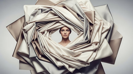 Beautiful woman in a white silk fabric. Beauty, fashion.の素材