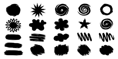 Set of grunge brush strokes. Vector illustration. Black and white.のイラスト素材