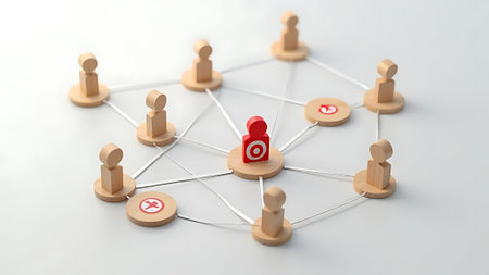 Social media concept. Network of people with social media icons. 3d illustrationの素材