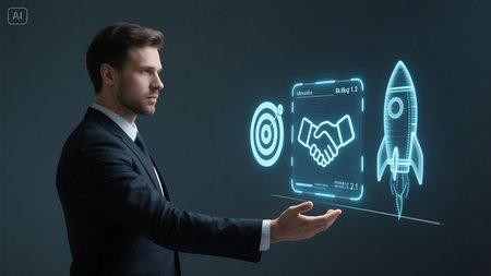 Modern Corporate Strategy, Digital Business Solutions and Professional Teamwork Conceptの素材