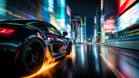 Car on the road with motion blur background,shanghai china.の素材