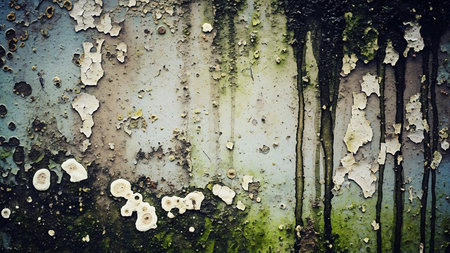 Old painted wall with peeling paint. Abstract background for design.の素材