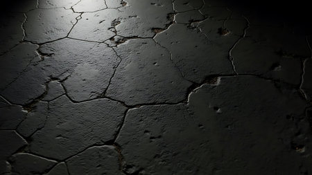Dry cracked ground texture. Abstract background for design with copy space.の素材