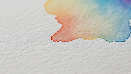 Abstract colorful watercolor painted on white paper texture background. Close up.の素材
