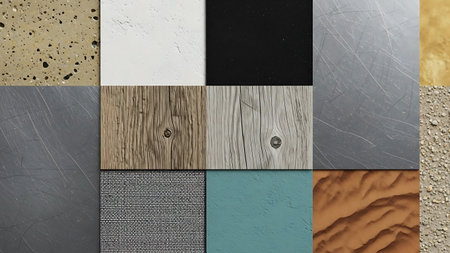 Collage with different wooden textures. Abstract background. 3d renderingの素材