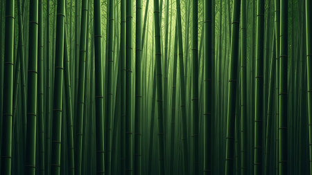 Green bamboo forest background. Nature and environment concept. 3D Renderingの素材