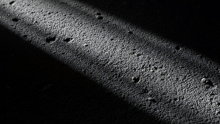 abstract black and white background of water droplets on the asphaltの素材