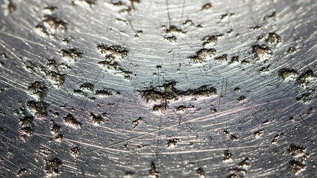 Macro detail of a scratched metal surface. Abstract background for design.の素材