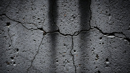 Cracked concrete wall with shadow. Abstract background and texture for design.の素材