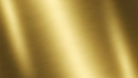 Gold metal brushed background or texture of brushed steel plate with reflections Iron plate and shinyの素材