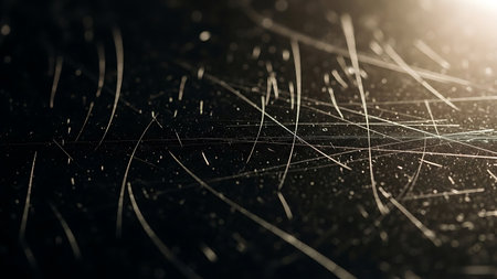 Close-up of broken glass on black background. Shallow depth of fieldの素材