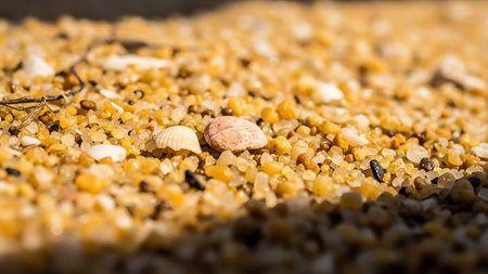 Seashells on the beach sand. Selective focus.の素材