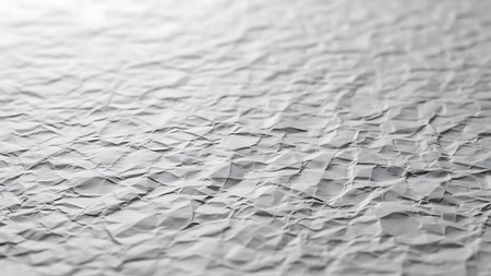 close up of white crumpled paper texture background, copy spaceの素材