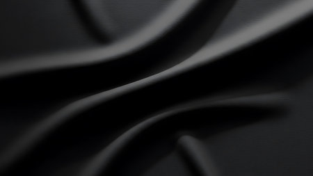 Black satin fabric texture background. Top view. 3d renderの素材