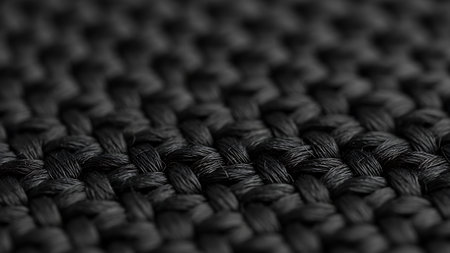 macro texture of blue satin fabric with some folds in itの素材