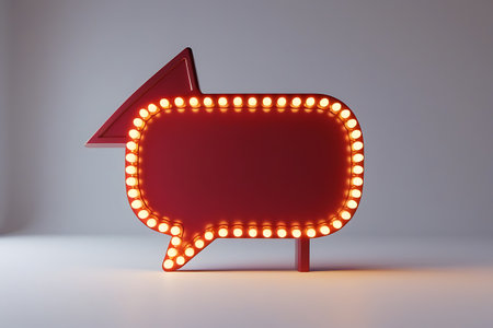 Retro neon speech bubble. 3D rendering. Neon signboard.の素材