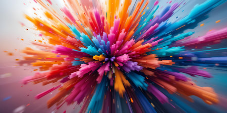 3d rendering of abstract background with colorful explosion. Futuristic technology style.の素材
