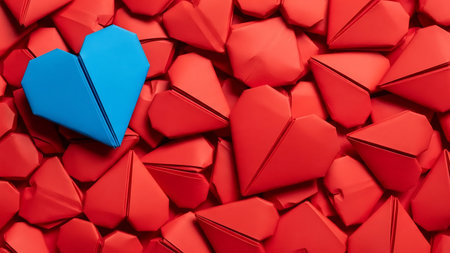 unique heart different valentine symbol love origami paper heart contrast individuality standing outの素材