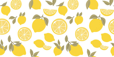 Playful lemon pattern, sunny citrus, green accents, summer delight, artistic background, .