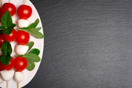 Caprese salad on sticksの写真素材