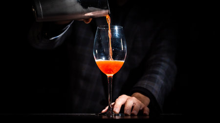 The moment the bartender infuses the cocktailの写真素材
