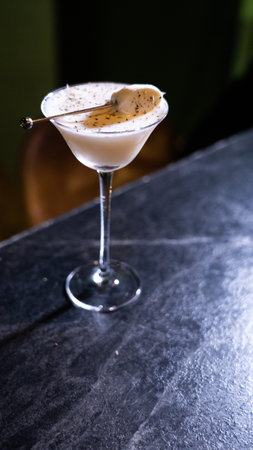 A marshmallow cocktail on the marble barの写真素材