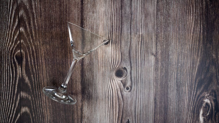Martini glass on wooden backgroundの写真素材