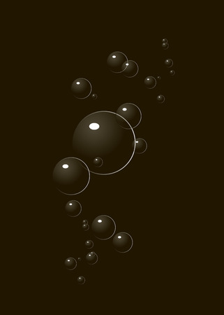 on a black background bubbles rising up, reflecting the falling lightのイラスト素材