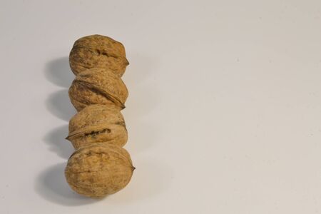 Natural walnuts lined up