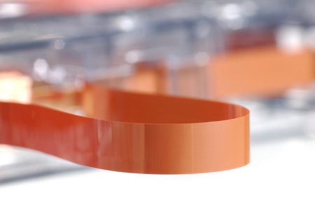 Closeup of magnetic cassette tape