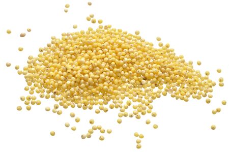 Pile of raw millet isolated on white