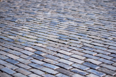 Select focus and blur of colonial brick street in Old San Juan, Puerto Ricoの写真素材