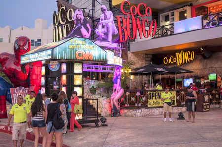 CANCUN, MEXICO - JANUARY 22, 2015: Coco Bongo is a popular nightclub in Cancun with great entertainment and effective visual promotionsのeditorial素材