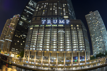 CHICAGO, USA - JUNE 4, 2016: The Trump International Hotel and Tower is located right on the banks of the Chicago River in downtown offering fantastic views for hotel guests and condominium residents.のeditorial素材
