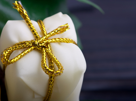 Christmas decoration: small white xmas gift boxの写真素材