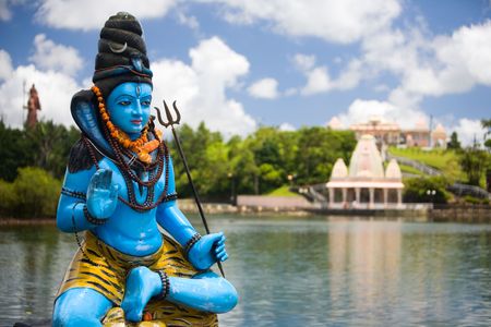 Shiva statue and Hindu temple at Grand Bassin lake, Mauritiusの写真素材