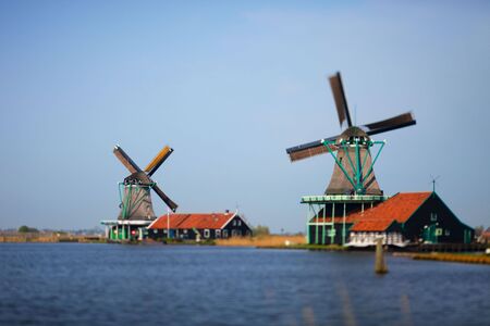 Picturesque windmill in Zaanse Schans, The Netherlandsの写真素材