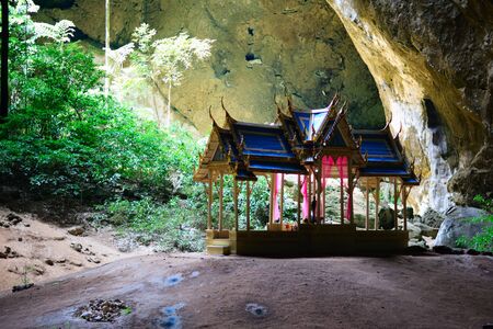 Beautiful golden pavilion in Sam Roi Yot national park in Thailandの写真素材