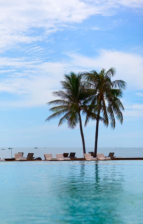 Beautiful swimming pool in luxury tropical resort