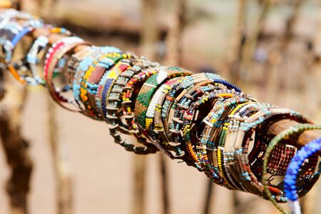 Colorful traditional jewelry of Masai tribeの写真素材