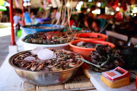 Exotic traditional seafood market on Boracay island in Philippinesの写真素材