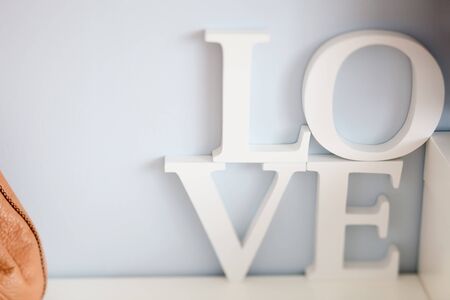 Closeup of word LOVE used for home decoration in living roomの写真素材