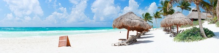 Panorama of Beautiful Caribbean coast in Tulum Mexicoの写真素材