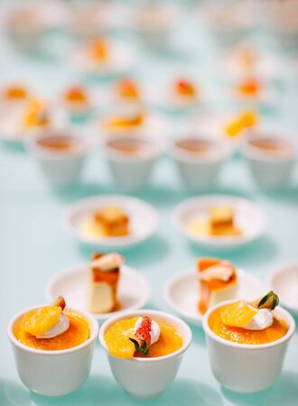 Many different mini desserts at buffet restaurant