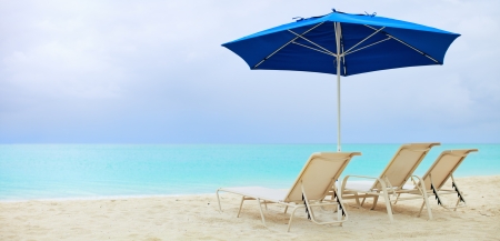 Cloudy day an beach on Providenciales island in Turks and Caicosの写真素材