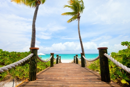 Beautiful beach at Caribbean Providenciales island in Turks and Caicosの写真素材