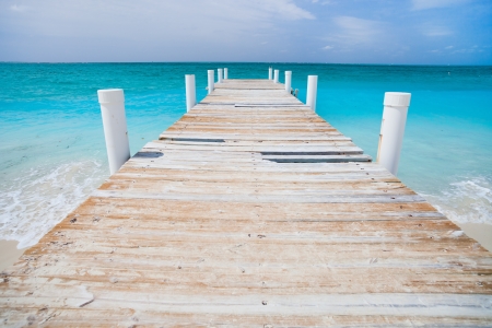 Jetty on Providenciales island in Turks and Caicosの写真素材